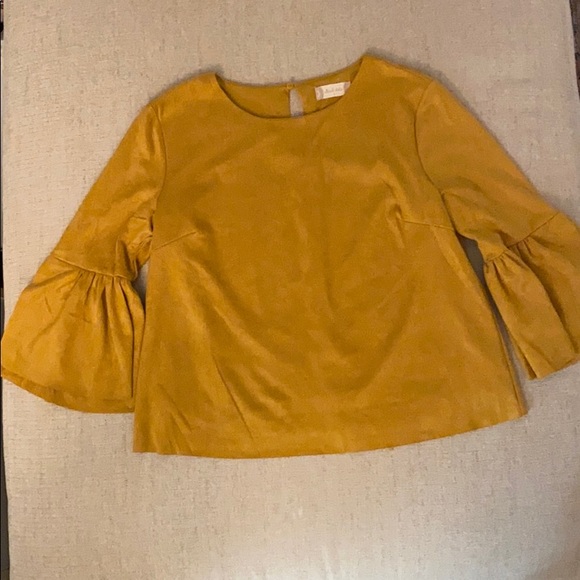 Altar’d state Mustard shirt with 3/4 bell sleeves - Picture 1 of 2
